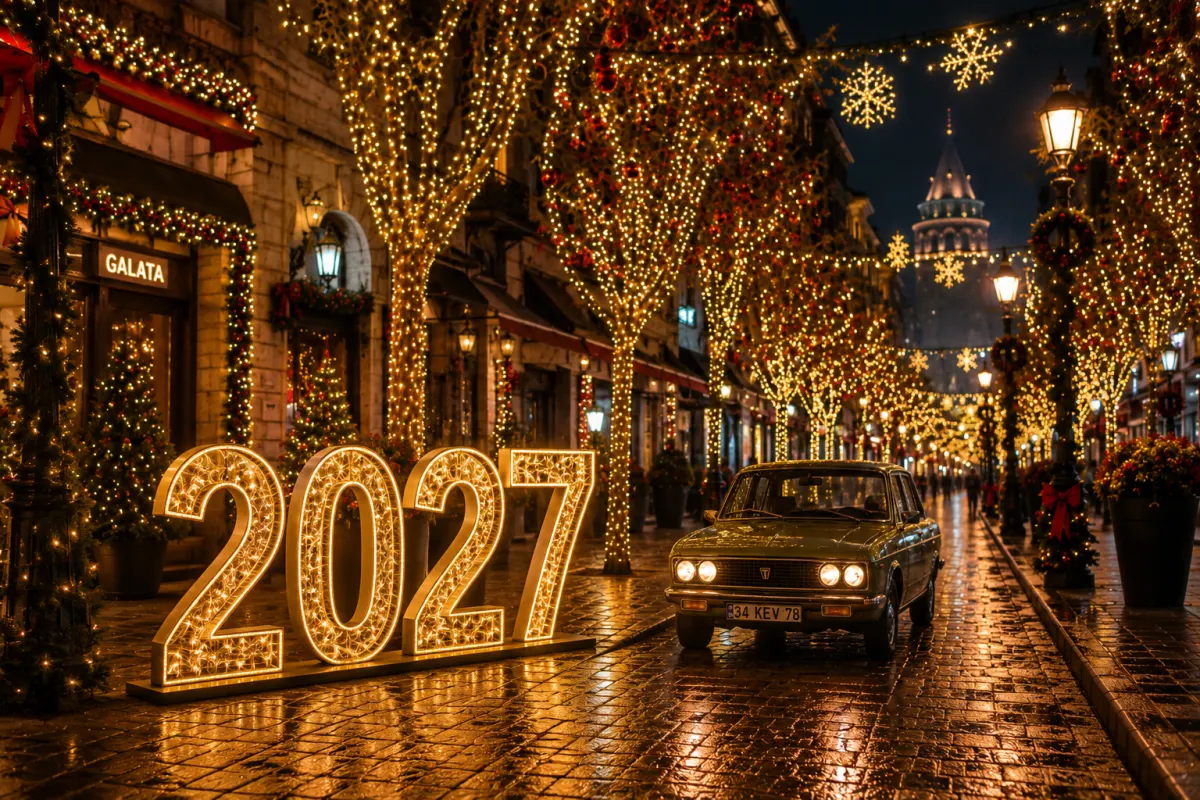 Belediye ve cadde için ışıklı motif uygulaması örneği